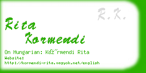 rita kormendi business card